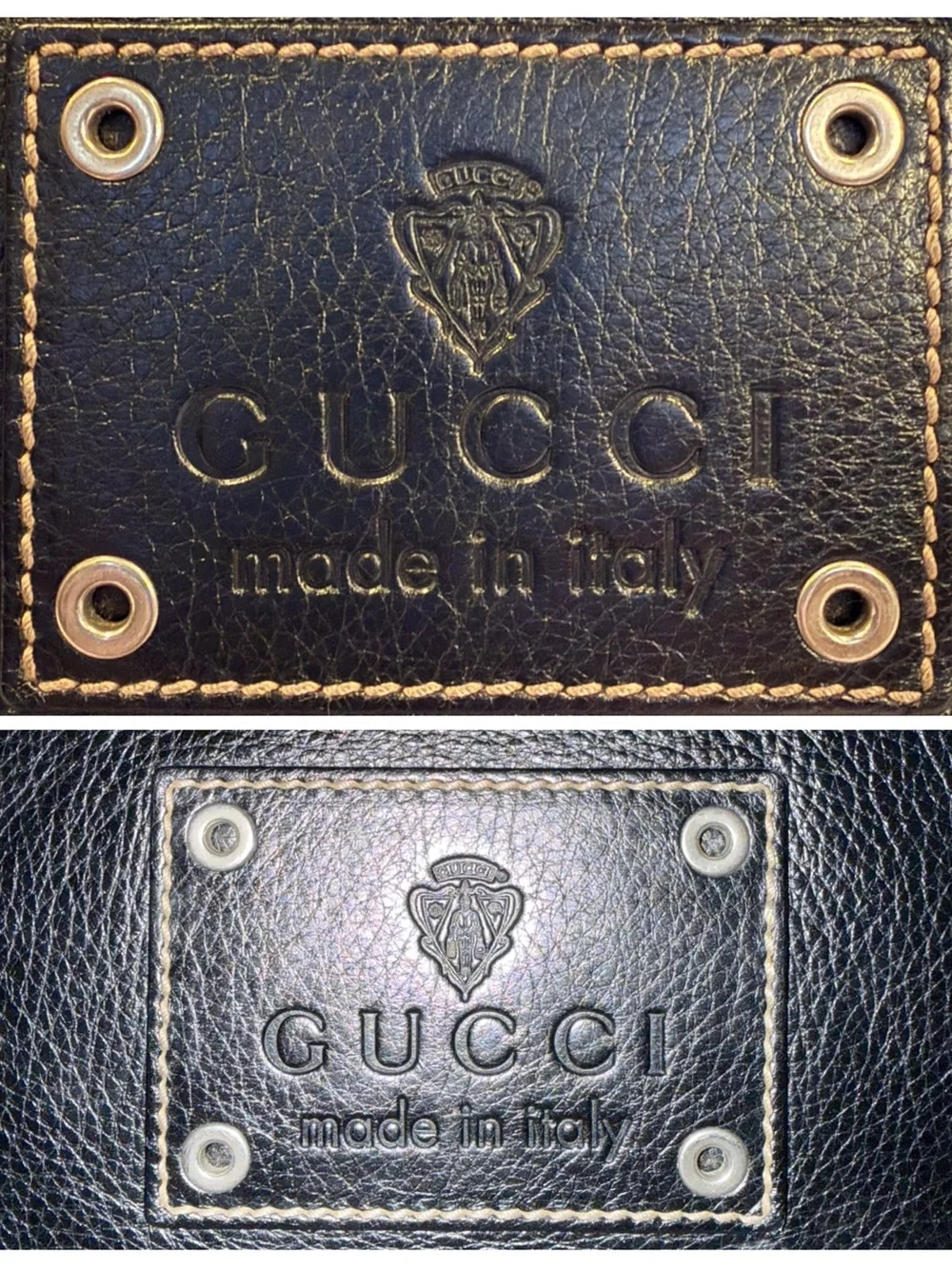 Gucci Black Pebbled Leather Messenger Bag with Silver Hardware